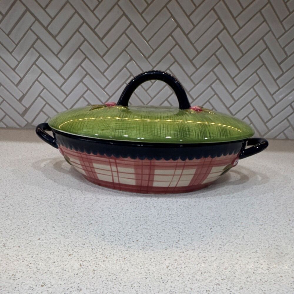Tracy Porter Stonehouse Farm Oval Ceramic Casserole Rooster Dishwasher Safe